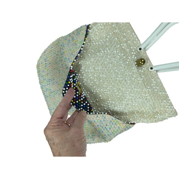 1950s Caviar Beadette CANDY DOT bag REVERSIBLE black white double purse - Picture 4 of 10